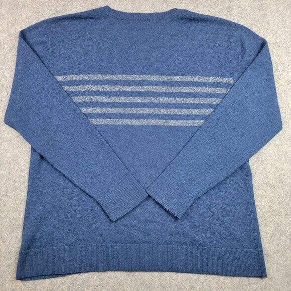 Smartwool Striped Crewneck Sweater Mens Large Blue Nylon Merino Wool - Picture 10 of 13